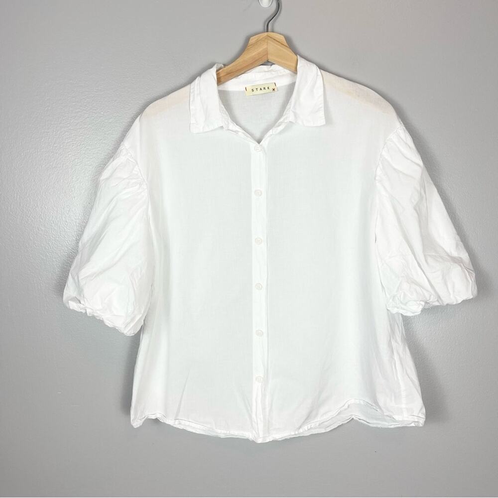 Starkx Puff Sleeve Button Up Shirt Woman’s blouse size M White